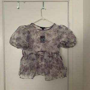 Forever 21 Sheer Floral Peplum Top